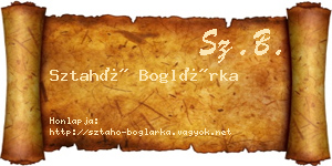 Sztahó Boglárka névjegykártya